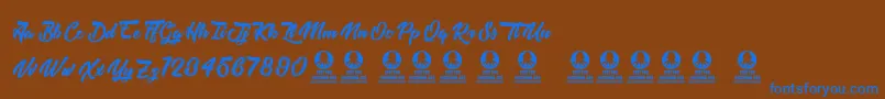 Tastysushi Font – Blue Fonts on Brown Background