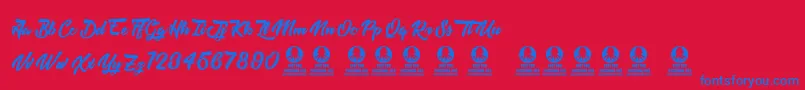 Tastysushi Font – Blue Fonts on Red Background