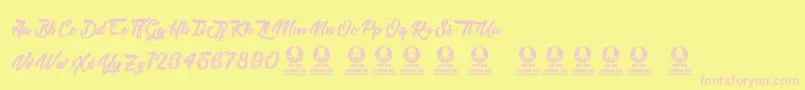 Tastysushi Font – Pink Fonts on Yellow Background