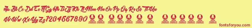 Tastysushi Font – Red Fonts on Yellow Background