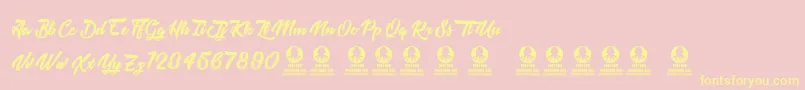 Tastysushi-fontti – keltaiset fontit vaaleanpunaisella taustalla