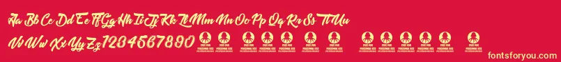 Tastysushi Font – Yellow Fonts on Red Background