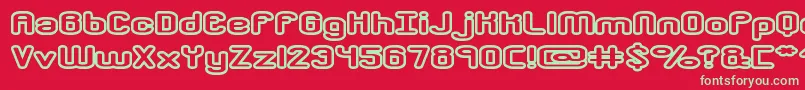 フォントCrackdownO2Brk – 赤い背景に緑の文字