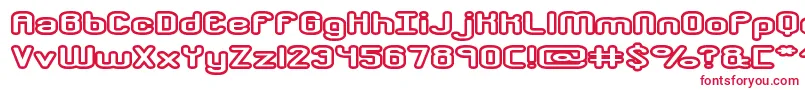 フォントCrackdownO2Brk – 白い背景に赤い文字