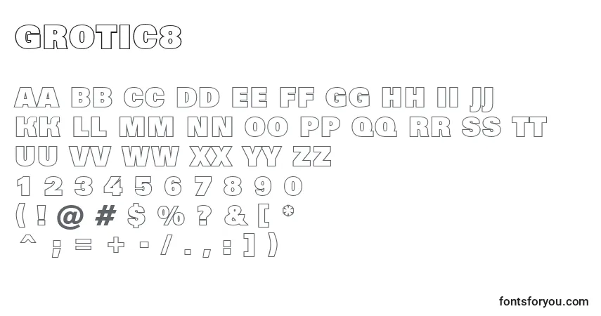 Grotic8フォント–アルファベット、数字、特殊文字