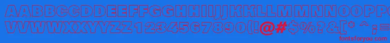 Grotic8-Schriftart – Rote Schriften auf blauem Hintergrund