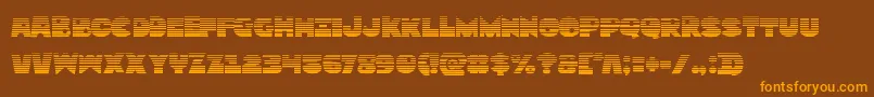 Zounderkitegrad-Schriftart – Orangefarbene Schriften auf braunem Hintergrund