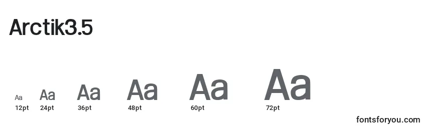 Размеры шрифта Arctik3.5