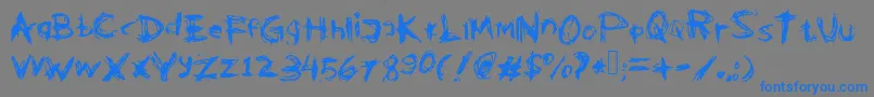 Kleptooperagrunge-Schriftart – Blaue Schriften auf grauem Hintergrund