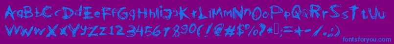 Kleptooperagrunge-Schriftart – Blaue Schriften auf violettem Hintergrund