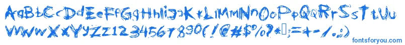 Kleptooperagrunge-Schriftart – Blaue Schriften auf weißem Hintergrund