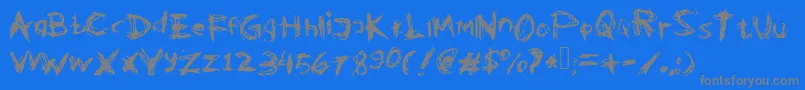 フォントKleptooperagrunge – 青い背景に灰色の文字