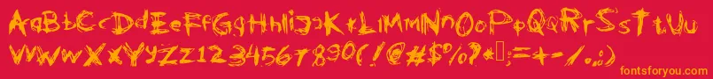 Kleptooperagrunge-Schriftart – Orangefarbene Schriften auf rotem Hintergrund