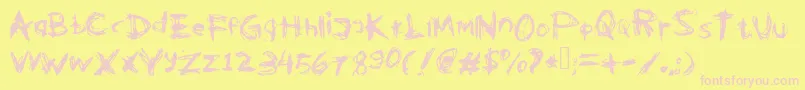 Kleptooperagrunge-Schriftart – Rosa Schriften auf gelbem Hintergrund