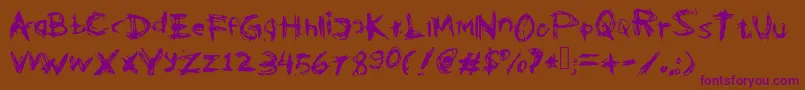 Kleptooperagrunge-fontti – violetit fontit ruskealla taustalla