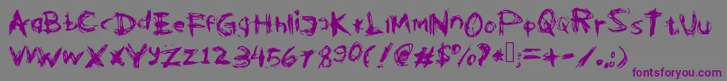 フォントKleptooperagrunge – 紫色のフォント、灰色の背景