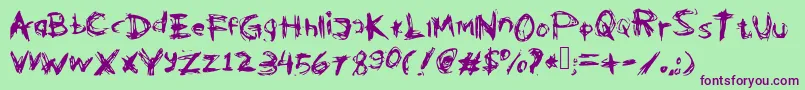 Kleptooperagrunge-fontti – violetit fontit vihreällä taustalla