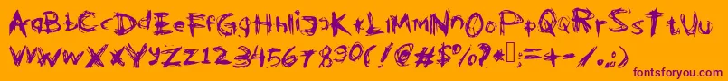 Kleptooperagrunge-Schriftart – Violette Schriften auf orangefarbenem Hintergrund