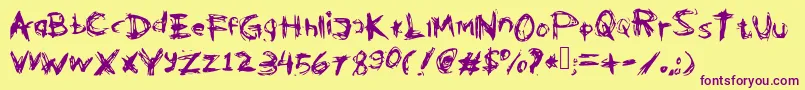 Kleptooperagrunge-fontti – violetit fontit keltaisella taustalla