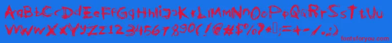 Kleptooperagrunge-Schriftart – Rote Schriften auf blauem Hintergrund
