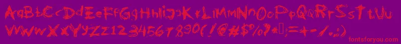 Czcionka Kleptooperagrunge – czerwone czcionki na fioletowym tle