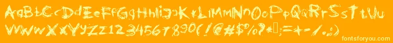 Kleptooperagrunge-Schriftart – Gelbe Schriften auf orangefarbenem Hintergrund