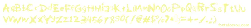 フォントKleptooperagrunge – 白い背景に黄色の文字