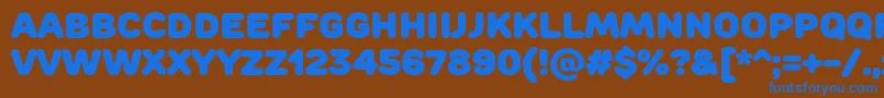 Weitere Informationen zur RoundsBlack-Schriftart RoundsBlack-Schriftart – Blaue Schriften auf braunem Hintergrund