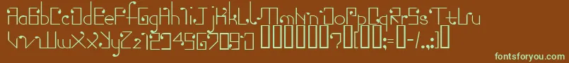 フォントTorn – 緑色の文字が茶色の背景にあります。