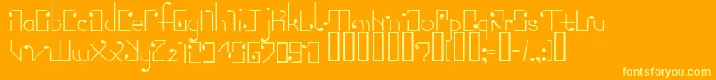 Weitere Informationen zur Torn-Schriftart Torn-Schriftart – Gelbe Schriften auf orangefarbenem Hintergrund