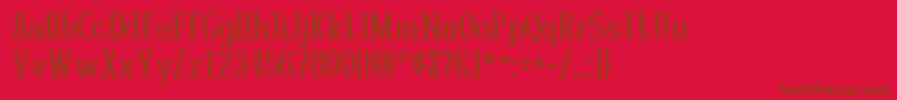 Rutan-Schriftart – Braune Schriften auf rotem Hintergrund