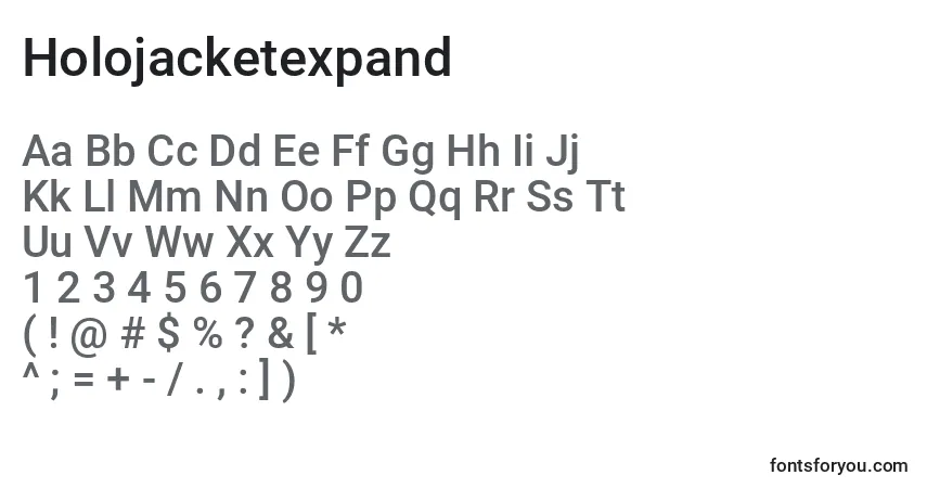Czcionka Holojacketexpand – alfabet, cyfry, specjalne znaki