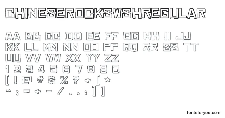 A fonte ChineserockswshRegular – alfabeto, números, caracteres especiais