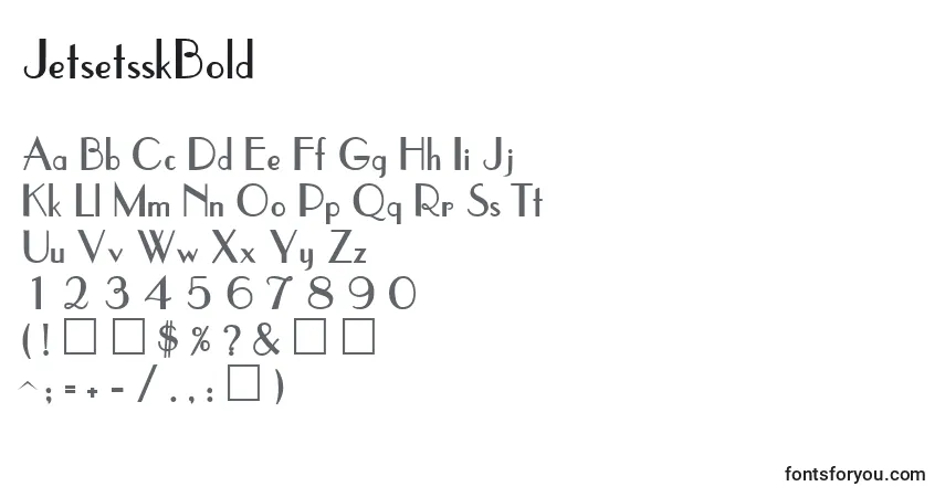 Czcionka JetsetsskBold – alfabet, cyfry, specjalne znaki