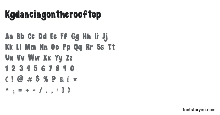 Czcionka Kgdancingontherooftop – alfabet, cyfry, specjalne znaki