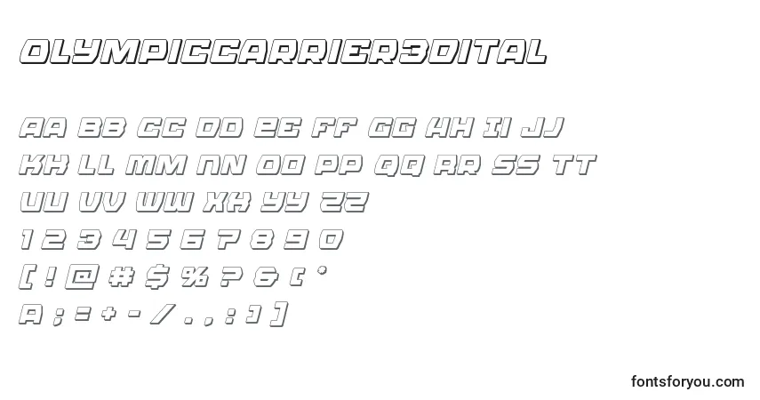 Olympiccarrier3Ditalフォント–アルファベット、数字、特殊文字