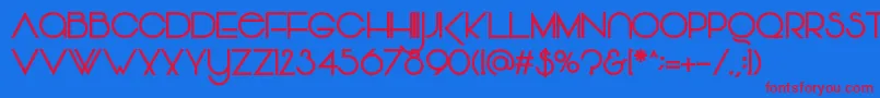 Fonte Vonique64Bold – fontes vermelhas em um fundo azul