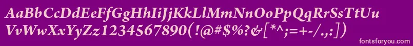 ArnoproBolditalic Font – Pink Fonts on Purple Background