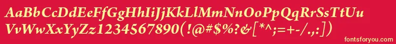 ArnoproBolditalic Font – Yellow Fonts on Red Background