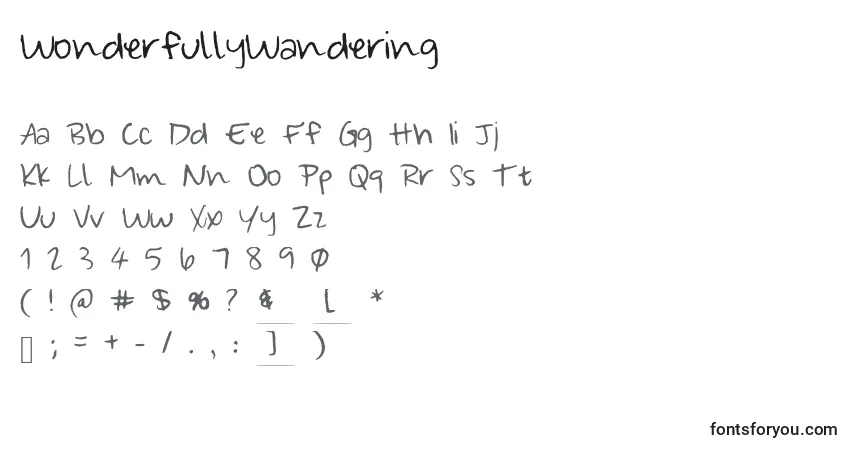 Czcionka WonderfullyWandering – alfabet, cyfry, specjalne znaki