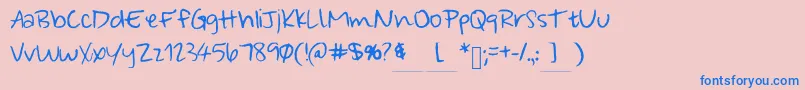 WonderfullyWandering Font – Blue Fonts on Pink Background