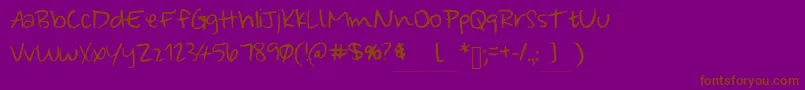 Шрифт WonderfullyWandering – коричневые шрифты на фиолетовом фоне