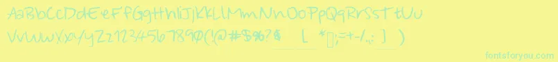 WonderfullyWandering Font – Green Fonts on Yellow Background
