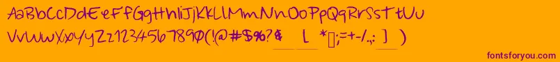 WonderfullyWandering Font – Purple Fonts on Orange Background