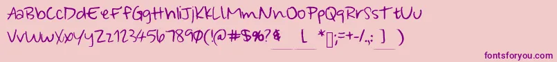 WonderfullyWandering Font – Purple Fonts on Pink Background