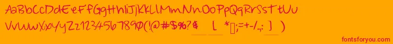 WonderfullyWandering Font – Red Fonts on Orange Background