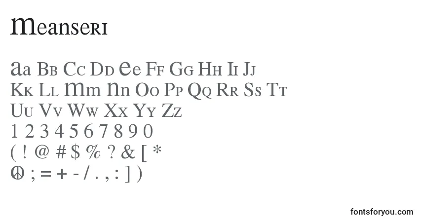 Schriftart Meanseri – Alphabet, Zahlen, spezielle Symbole