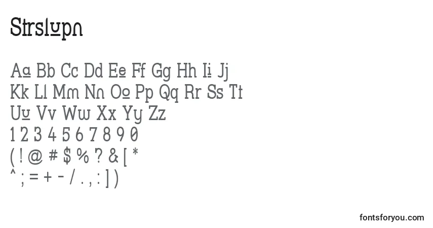 Schriftart Strslupn – Alphabet, Zahlen, spezielle Symbole