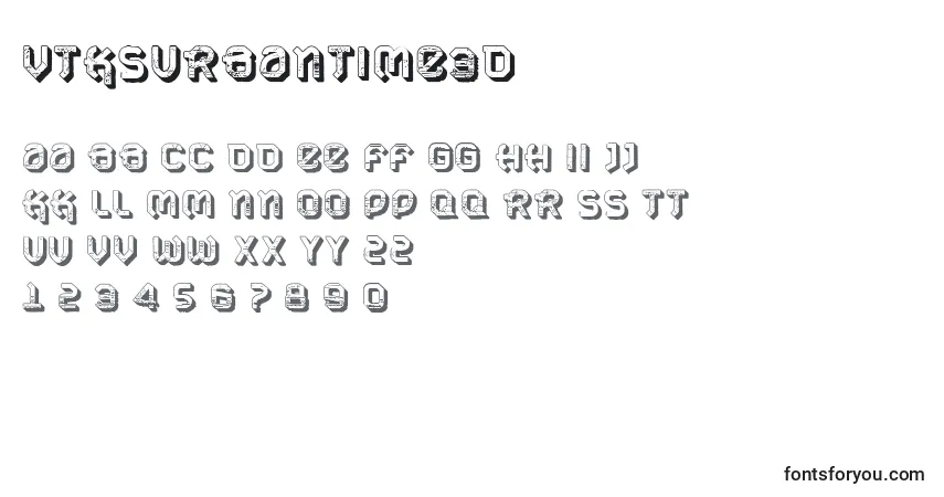 Schriftart VtksUrbanTime3D – Alphabet, Zahlen, spezielle Symbole