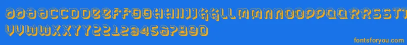 VtksUrbanTime3D-Schriftart – Orangefarbene Schriften auf blauem Hintergrund